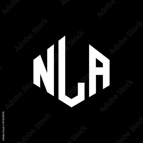 NLA letter logo design with polygon shape. NLA polygon and cube shape logo design. NLA hexagon vector logo template white and black colors. NLA monogram, business and real estate logo. photo