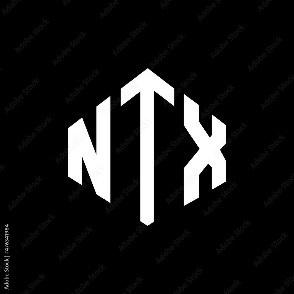 NTX letter logo design with polygon shape. NTX polygon and cube shape logo design. NTX hexagon vector logo template white and black colors. NTX monogram, business and real estate logo.