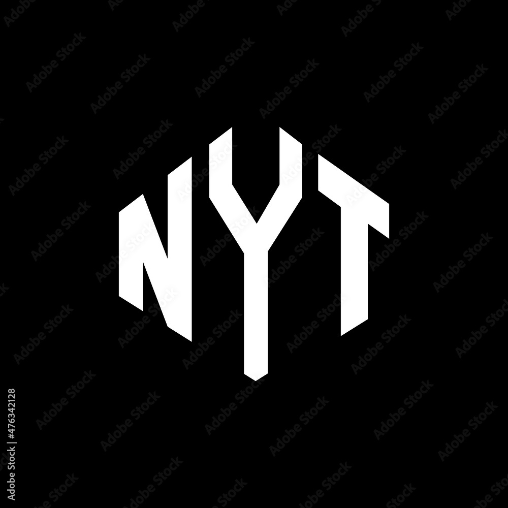 NYT letter logo design with polygon shape. NYT polygon and cube shape logo design. NYT hexagon vector logo template white and black colors. NYT monogram, business and real estate logo.