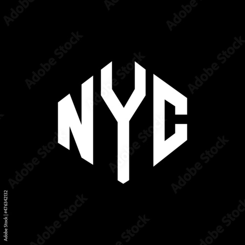 NYC letter logo design with polygon shape. NYC polygon and cube shape logo design. NYC hexagon vector logo template white and black colors. NYC monogram, business and real estate logo.