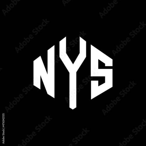 NYS letter logo design with polygon shape. NYS polygon and cube shape logo design. NYS hexagon vector logo template white and black colors. NYS monogram, business and real estate logo. photo