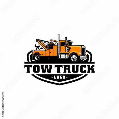 tow truck - towing truck - service truck logo isolated vector 