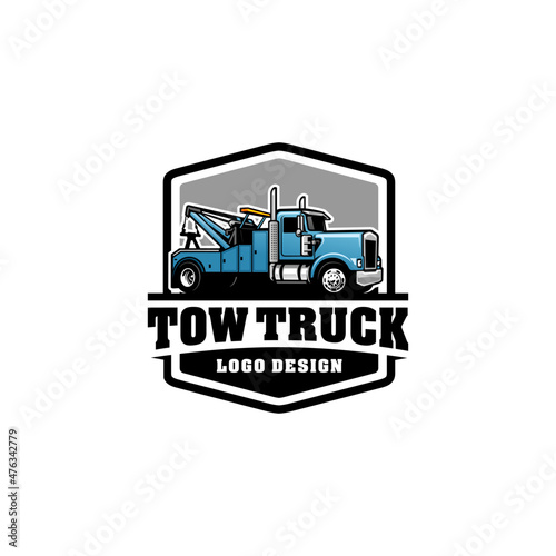 tow truck - towing truck - service truck logo isolated vector