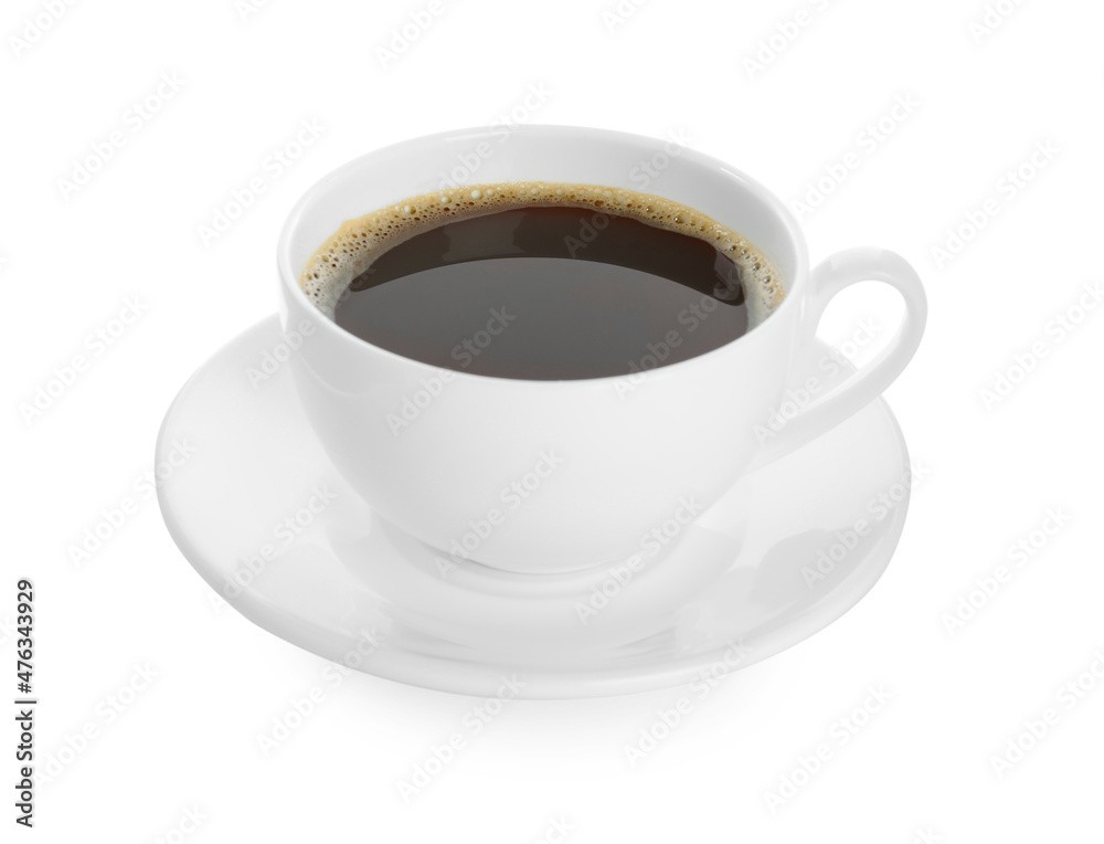Cup of tasty coffee isolated on white