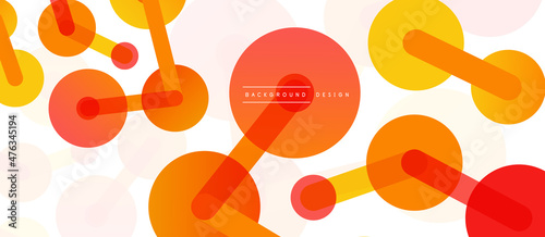 Abstract background. Round dots connected by lines. Trendy techno business template for wallpaper, banner, background or landing