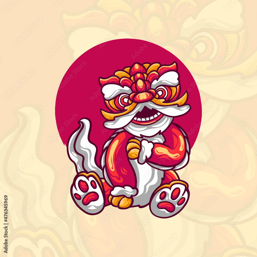 Lion Dance Chinese Illustration