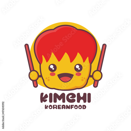 vector kimchi cartoon mascot, korean traditional food illustration, suitable for, logos, prints, labels, packaging, stickers