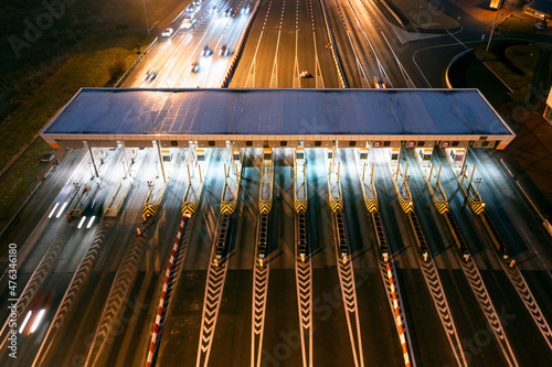 Toll track, filmed at night from a height using a drone photo