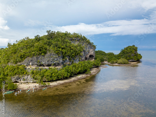 Aerial of Lamanok Island in Anda Bohol. photo