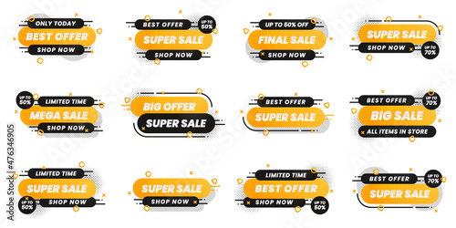 Set of modern sale stickers and colorful collection labels. shopping concept