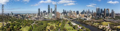 Aerial panoramic view of the beautiful city of Melbourne Australia
