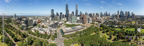 Aerial panoramic view of the beautiful city of Melbourne Australia photo