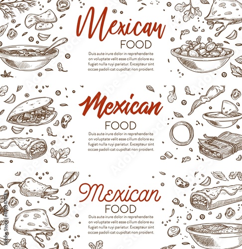 Mexican food, menu or flyer for cafe or restaurant