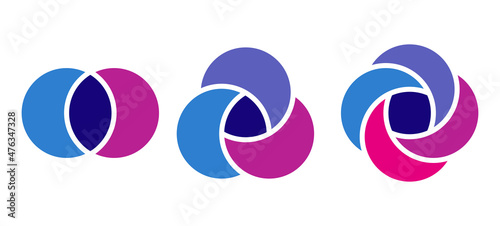 Venn diagram circles chart infographic. Vector design elements for business strategy presentation.