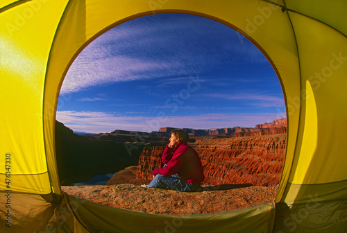 Camping near Canyonlands National Park, Moab, Utah USA