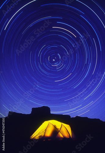 Star Trails when Camping in Canyonlands  Moab  Utah USA