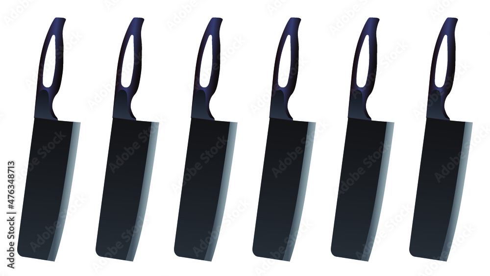 set of Large sharp cleaver knife isolated on white background, cleaver knives, chef knife set of Large sharp cleaver knife isolated on white background, cleaver knives, chef knife