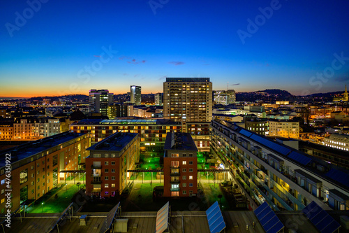 panroamic view of the city of linz seen from building city tower