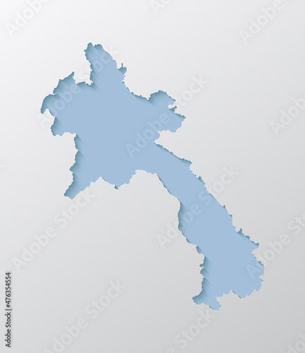 Vector outline map Laos with creative shadow