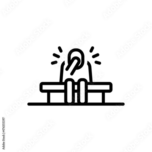 Black line icon for suffering