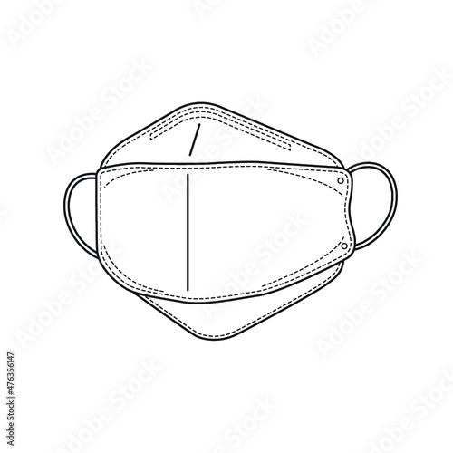 Disposable, kf94, medical mask isolated. Protection from virus or coronavirus. Vector illustration