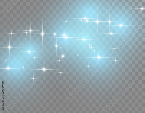 Bright beautiful star.Vector illustration of a light effect on a transparent background.