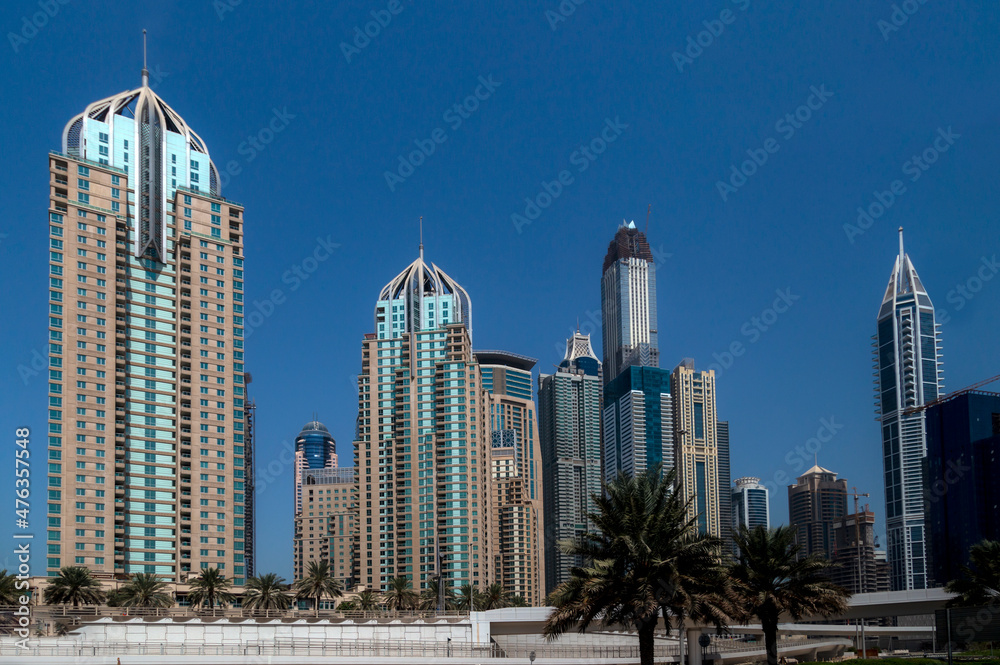 city scape of Dubai, tall buildings of uae, skyscrapers of middle east 