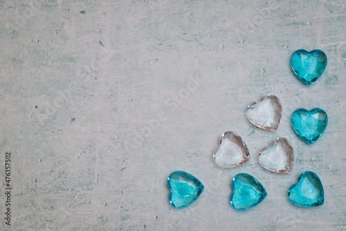 Valentine's Day. Heart-shaped stones. Background. Copy space.