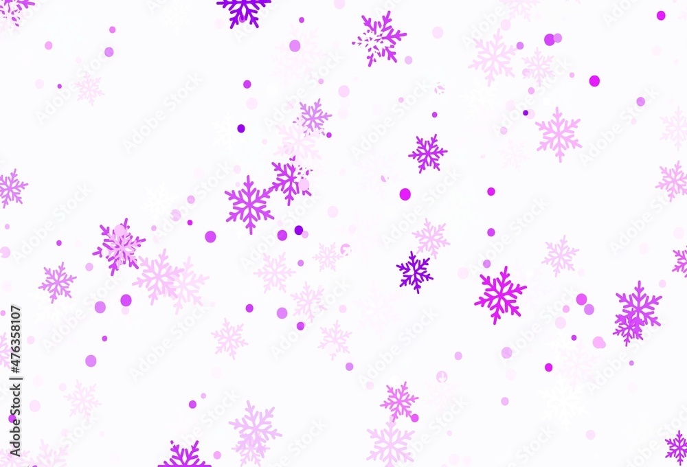 Light Purple vector layout with bright snowflakes.