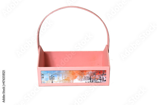 Gift box with handle on white background