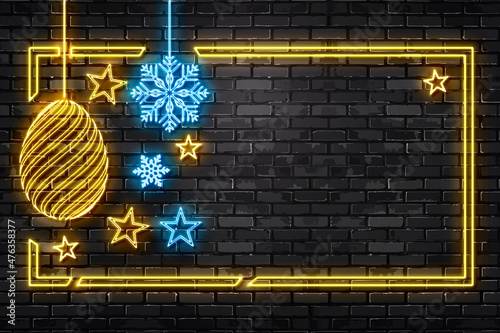 Happy new year in neon style collection