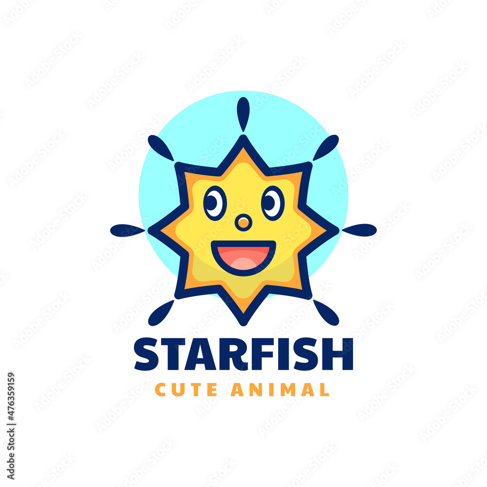 Vector Logo Illustration Starfish Simple Mascot Style.