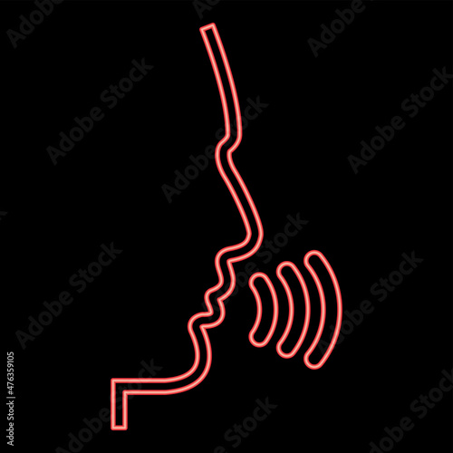 Neon head speaking man red color vector illustration image flat style