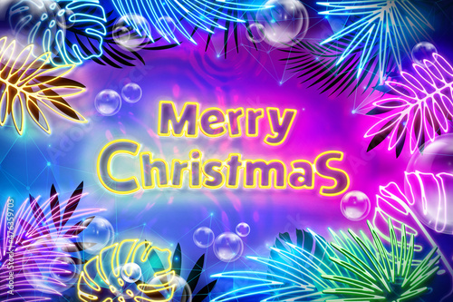 Neon Merry christmas background