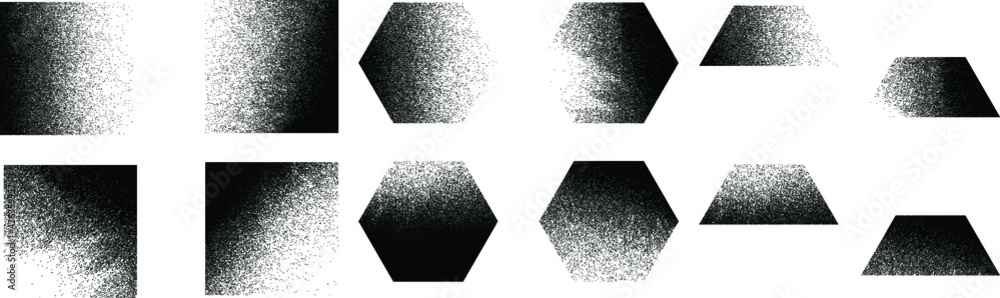 Distorted geometric shape . Minimal art design . Noise destroyed  logo . Trendy grainy shapes . Graph print texture .Spray effect .Grunge texture . Distressed element .vector 