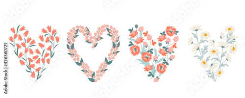 Set of vector illustrations of hearts for Valentine's Day