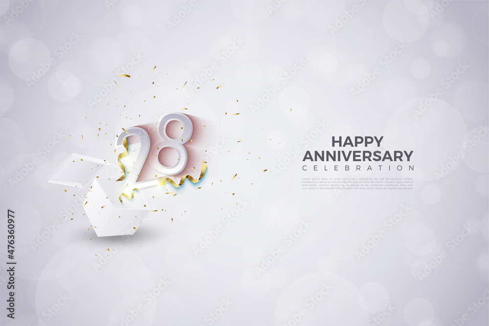 28th anniversary background illustration. Stock Vector | Adobe Stock