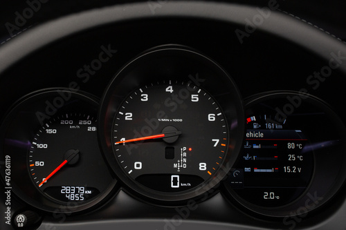 Sports car tachometer and dashboard with backlight 