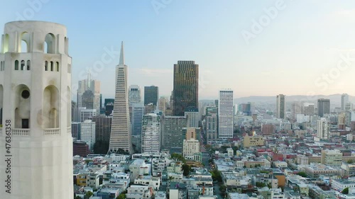 Aerial daytime video footage of San Francisco, California, USA.