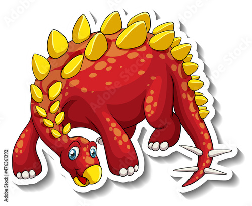 Stegosaurus dinosaur cartoon character sticker