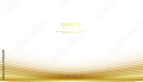 Abstract background with gold line wave. Lauxury style. Tech pattern. Curved wavy line, smooth stripe. Vector illustration. photo