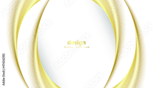 Abstract background with gold line wave. Lauxury style. Tech pattern. Curved wavy line, smooth stripe. Vector illustration. photo