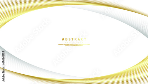 Abstract background with gold line wave. Lauxury style. Tech pattern. Curved wavy line, smooth stripe. Vector illustration.