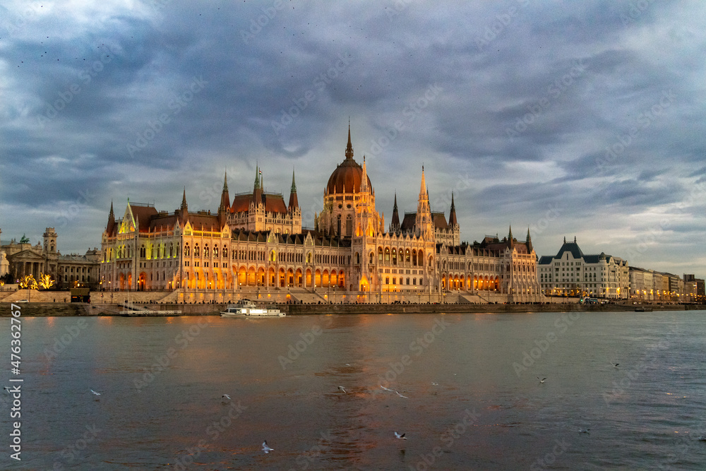 Hungarian Parliament Building at evening