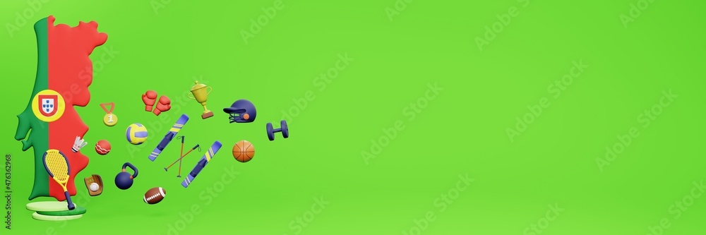 3d rendering of sports equipment in Portugal for website cover 3d rendering of sports equipment in Portugal for website cover