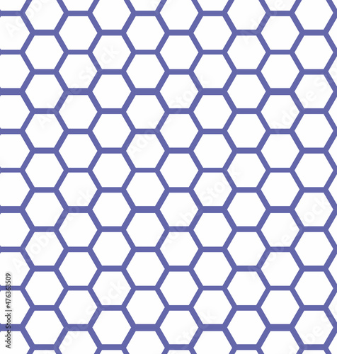 honeycomb seamless pattern of white hexagons, very peri color trend 2022, vector background