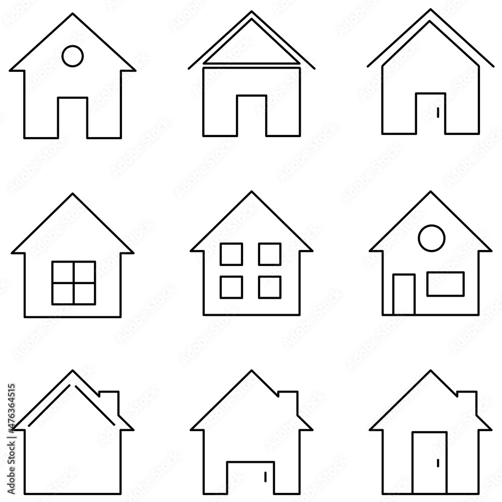 Set of line icons about home or social housing.