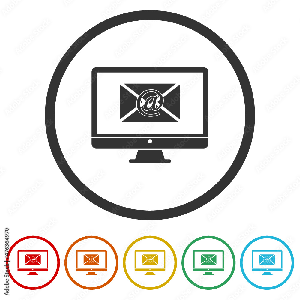 Computer chat message icon isolated on white background, color set Computer chat message icon isolated on white background, color set