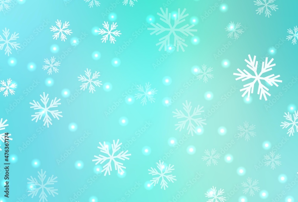 Light Green vector pattern with christmas snowflakes, stars. Light Green vector pattern with christmas snowflakes, stars.