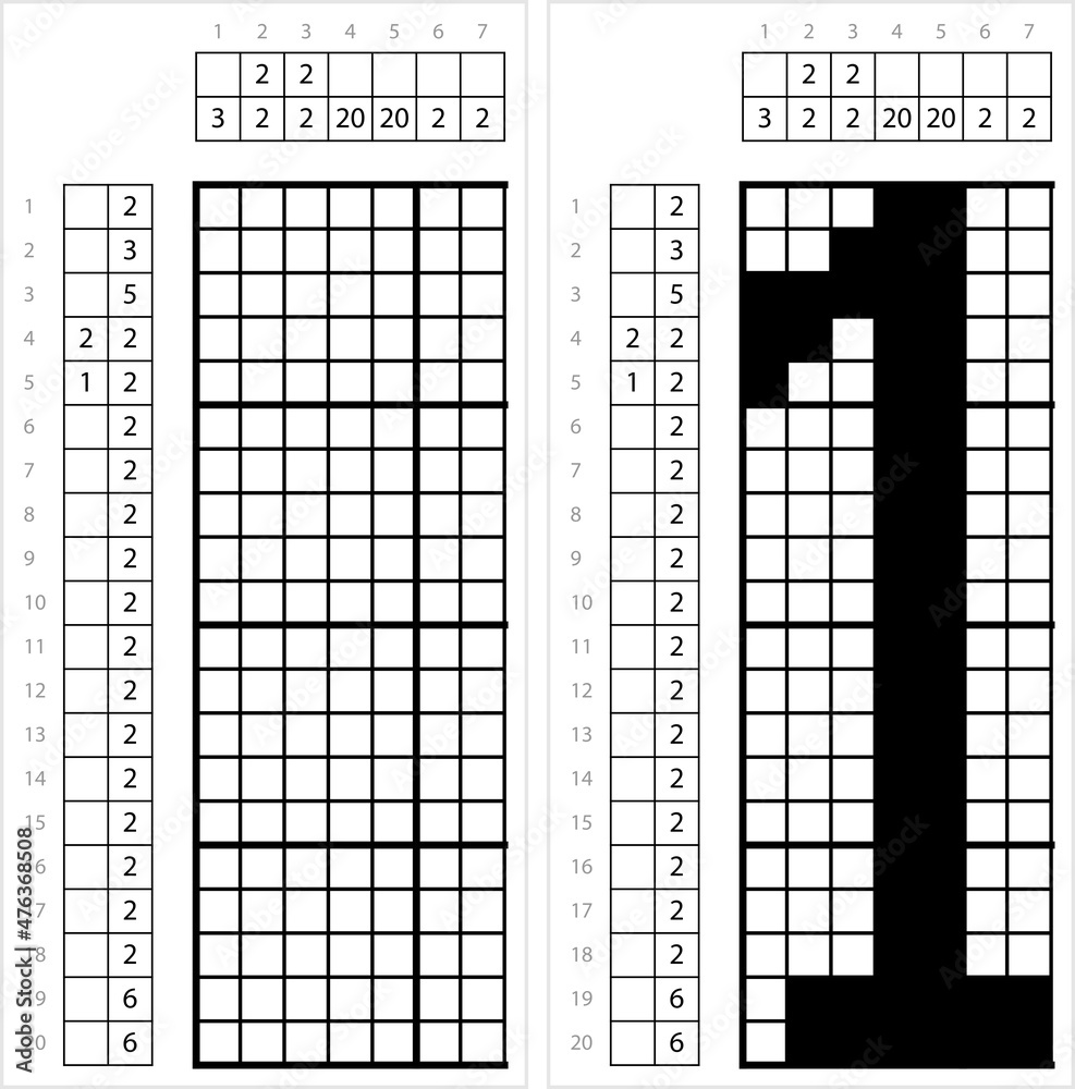 Fototapeta premium Number One Nonogram Pixel Art M_2112001
